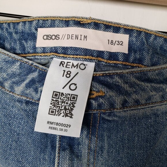 NWOT Asos Denim Rebel SB Remo Crop Jeans US 14/32 High Rise Straight Leg - Picture 4 of 8
